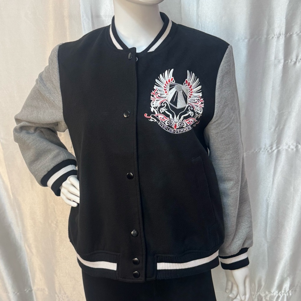 H&M Vive Les Femmes Black and Gray Varsity Jacket